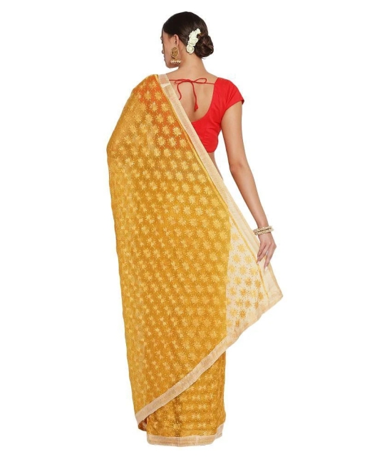 Queenley Yellow Chiffon Saree -