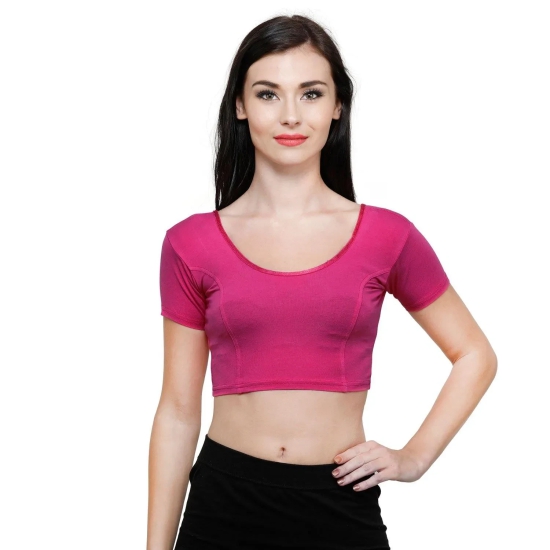 Vami Women's Cotton Stretchable Readymade Blouses - Fuchsia L