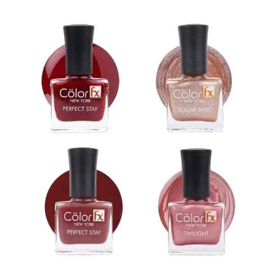 Color Fx New York Nail Enamel, Wedding Essentials Pack of 4, Gel like Finish- 36ml