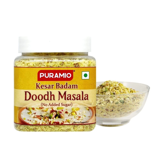 Puramio Milk / Doodh Masala- Premium Home Made (No Added Sugar), Real Dry Fruits and Saffron (Kesar), 125 gm