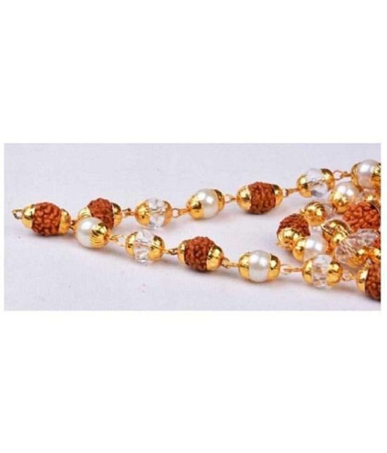 PAYSTORE Rudraksha Crystal Pearl Combination Mala With Golden Cap For Men / Women - None