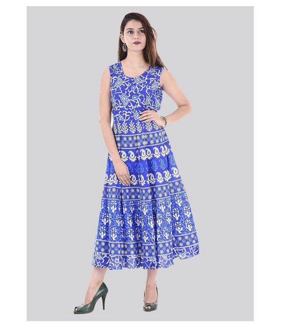 Rangun Cotton Blue A- line Dress - XL