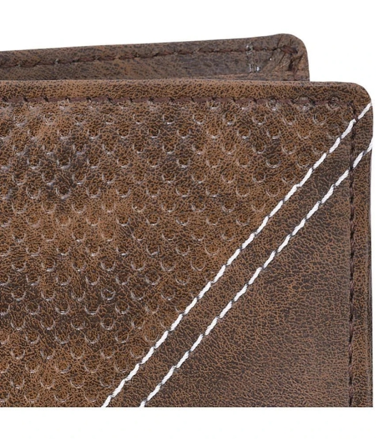 GEEO - Brown Faux Leather Mens Two Fold Wallet ( Pack of 1 ) - Brown