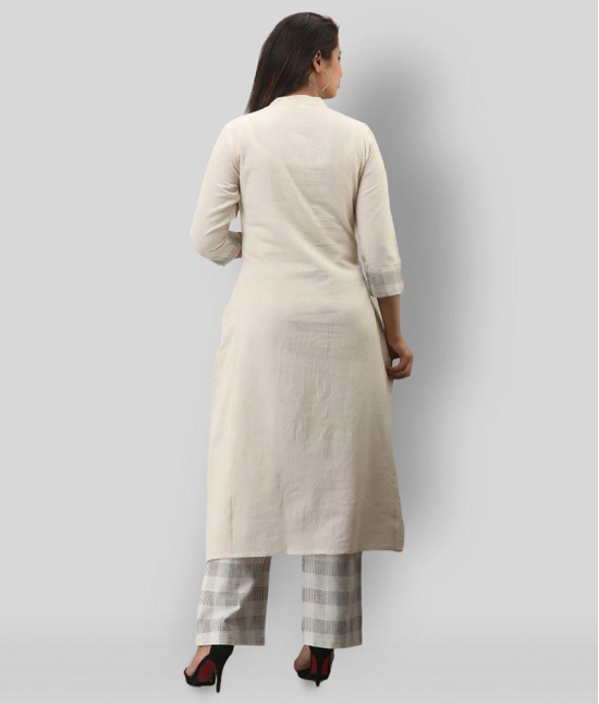 MAUKA - White Front Slit Cotton Women''s Stitched Salwar Suit ( Pack of 1 ) - 5XL