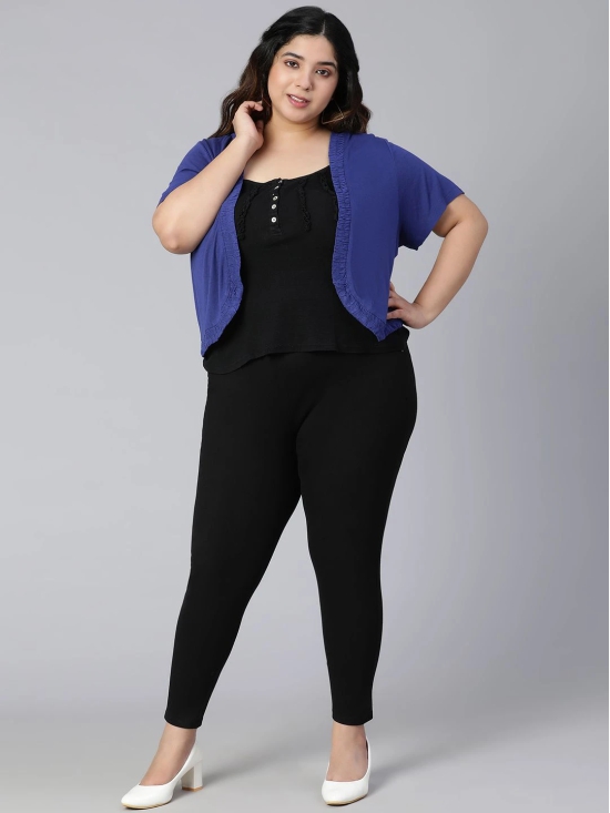 Oxolloxo Plus Size Blue Shrug