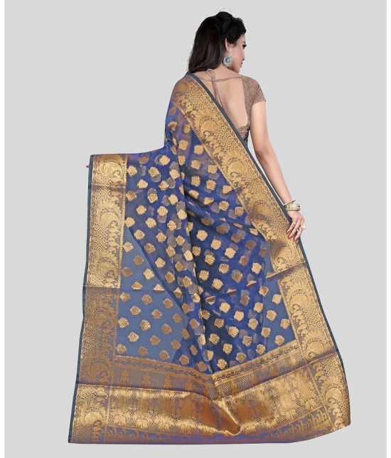 Gazal Fashions - Blue Banarasi Silk Saree With Blouse Piece ( Pack of 1 ) - Blue