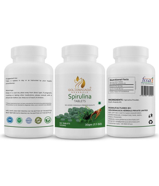 GOLDENACACIA HERRBALS Spirulina 500mg 60 tablets Tablets 1 no.s