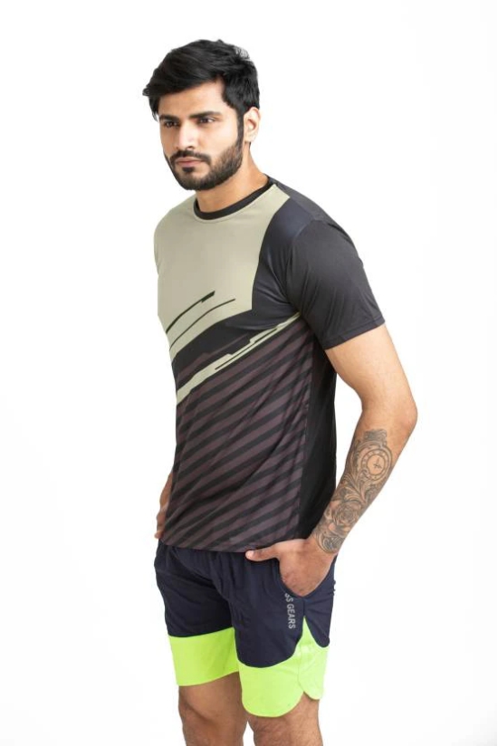 Men Colorblock Round Neck Polyester Multicolor T-Shirt