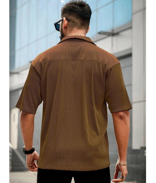 clafoutis Polyester Regular Fit Self Design Half Sleeves Men's Casual Shirt - Brown ( Pack of 1 ) - None