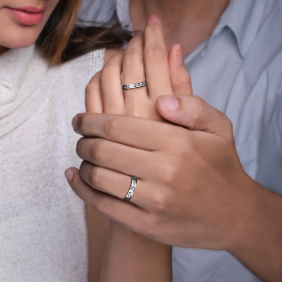 Silver Heartbeat Couple Rings