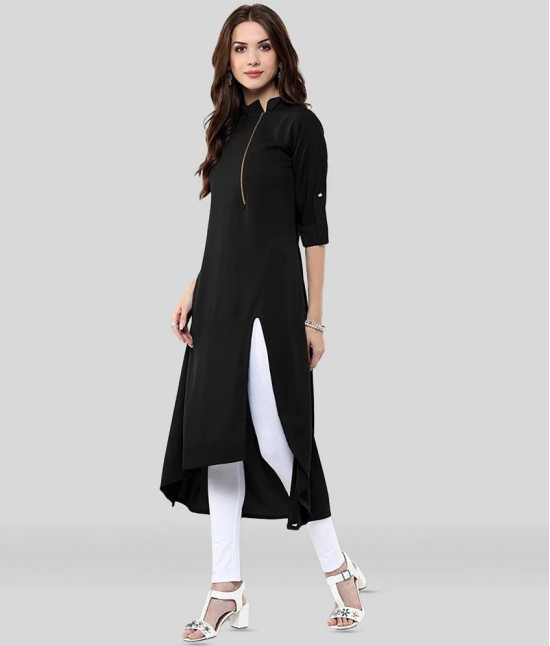 Janasya - Black Crepe Womens Front Slit Kurti ( Pack of 1 ) - XL