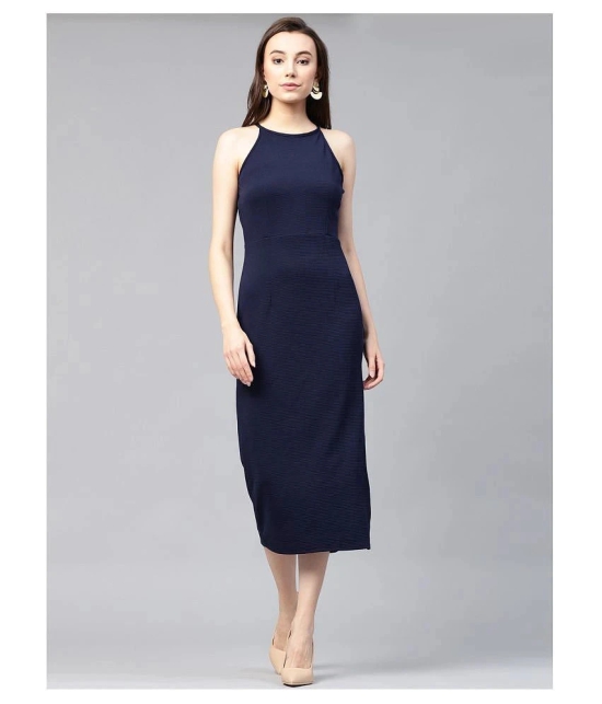 Zima Leto Polyester Navy Bodycon Dress - Single - S