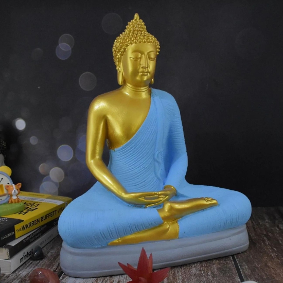 Divine Buddha in Dhyana Mudra : Golden Blue