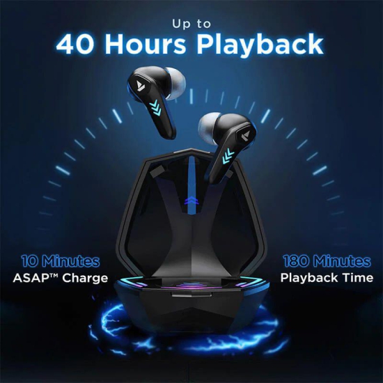 boAt Immortal 131 | Wireless Gaming Earbuds with 40 Hours Playtime, Clear Calling with ENx™, Low Latency, RGB lights Black Sabre