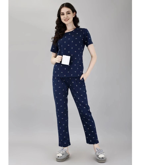 Smarty Pants Blue Cotton Womens Nightwear Nightsuit Sets ( Pack of 1 ) - None