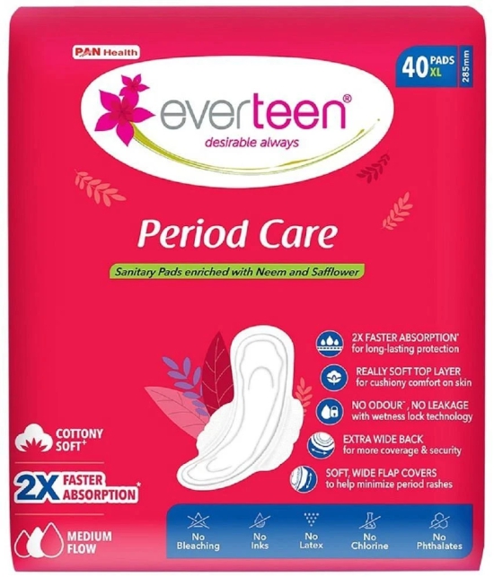 Everteen Period Care XL Soft Sanitary Pads For Medium Flow, 40 Pads Each (Pack of 3)