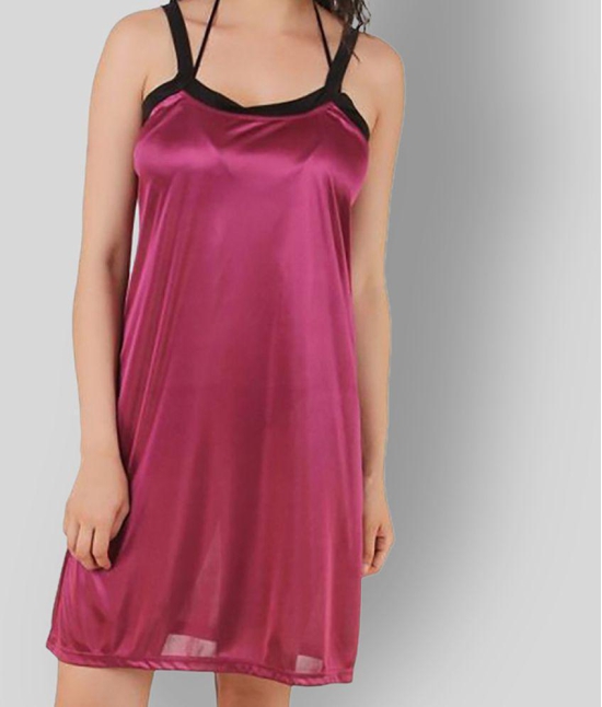 Fasense - Pink Satin Women's Nightwear Nighty & Night Gowns ( Pack of 1 ) - M