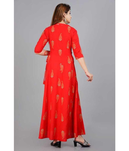 Smien - Red Rayon Women''s Anarkali Kurti ( Pack of 1 ) - None