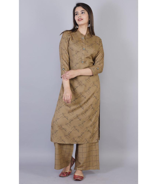 HIGHLIGHT FASHION EXPORT - Brown Straight Rayon Womens Stitched Salwar Suit ( Pack of 1 ) - None