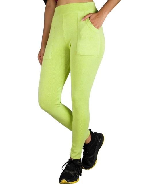 KARARO JEGGINGS - Cotton Blend Skinny Fit Fluorescent Green Womens Jeggings ( Pack of 2 ) - None