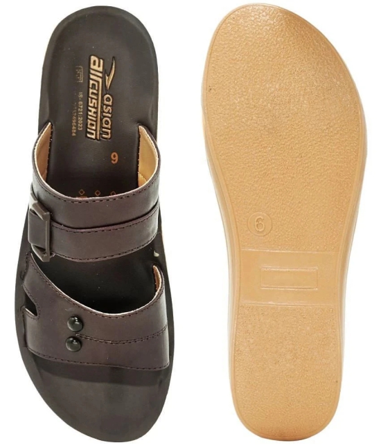 ASIAN Brown Womens Leather Slipper - None