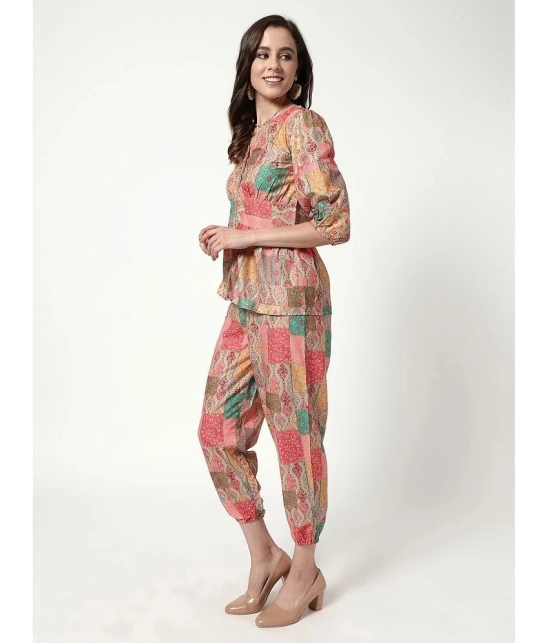 Zima Leto Womens Digital Printed Patchwork Style Top With Pant Set - None