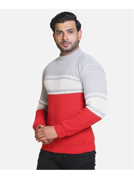 HeteShe Cotton Blend Round Neck Mens Full Sleeves Pullover Sweater - Red ( Pack of 1 ) - None