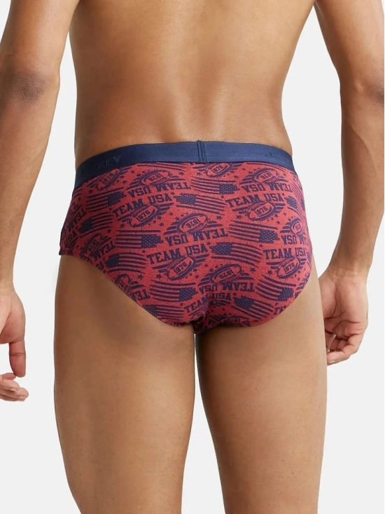 Jockey US52 Men Super Combed Cotton Printed Brief - Brick Red - None