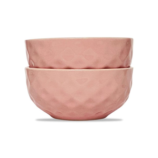 Ceramic Dining Pink Diamond Shaped Ceramic Soup/Cereal Bowls- Set of 2