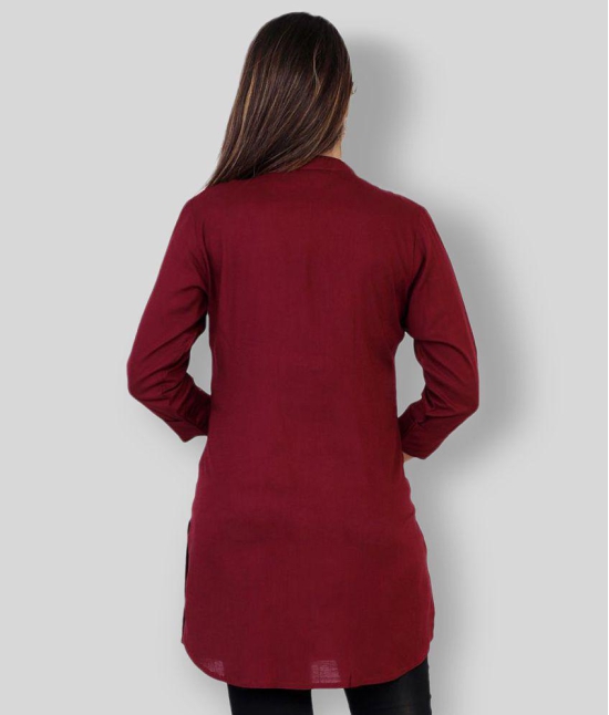 HIGHLIGHT FASHION EXPORT - Maroon Rayon Women''s Straight Kurti ( Pack of 1 ) - S