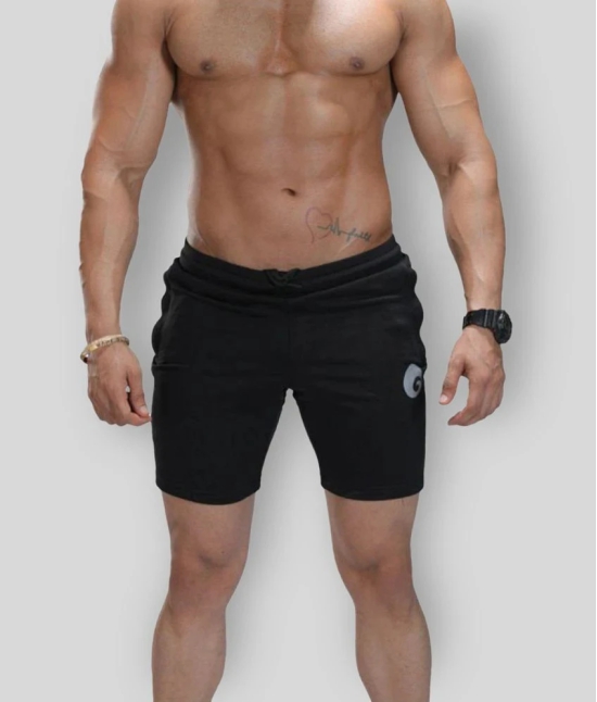 Omtex Black Polyester Fitness Shorts - None