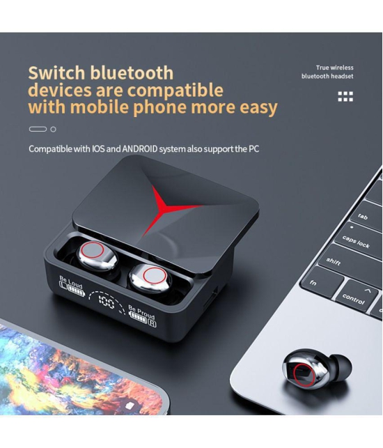 VEhop Power M90pro Bluetooth True Wireless (TWS) In Ear 30 Hours Playback Fast charging,Powerfull bass IPX4(Splash & Sweat Proof) Black