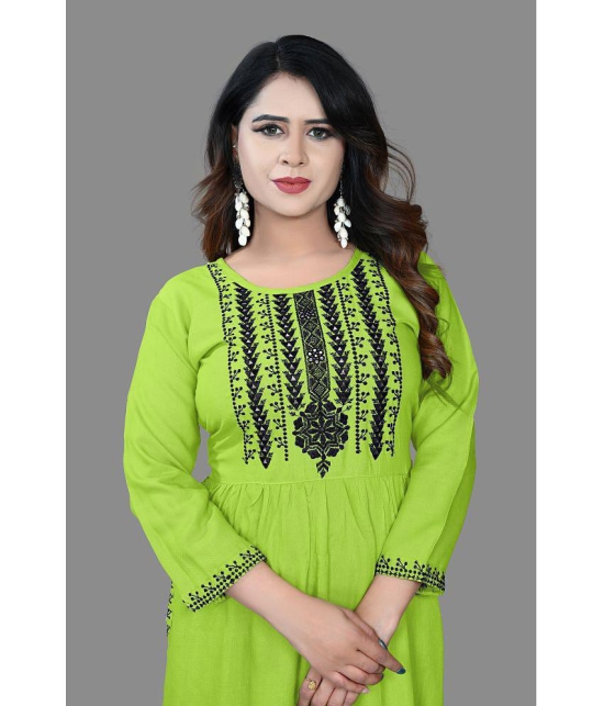 haya fashion - Lime Green Rayon Women's Straight Kurti ( Pack of 1 ) - None