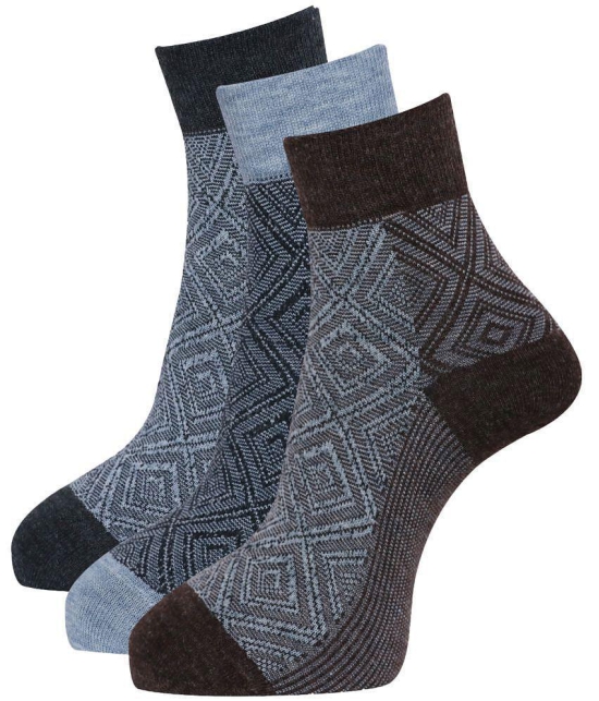 Dollar - Woollen Mens Printed Multicolor Ankle Length Socks ( Pack of 3 ) - Multicolor