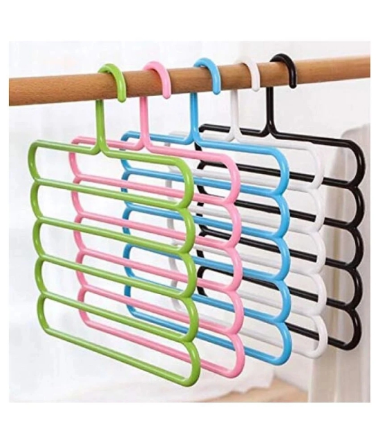 DeoDap Wardrobe Storage Organizer - 5 in 1 Multipurpose Plastic Hanger, Assorted