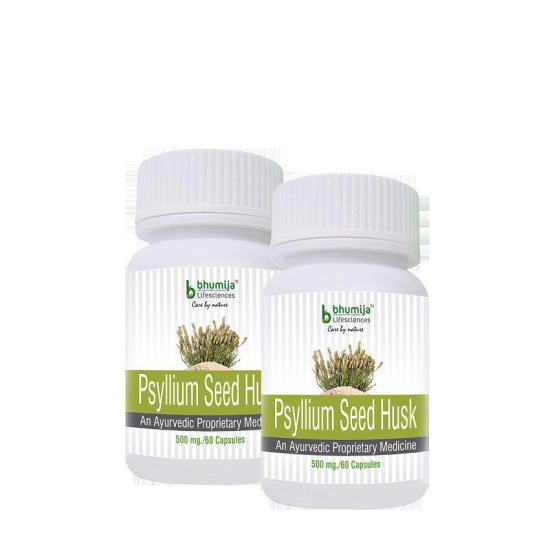 Bhumija Lifesciences Psyllium Seed Husk Capsule 500 mg Unfalvoured Capsule Pack of 2