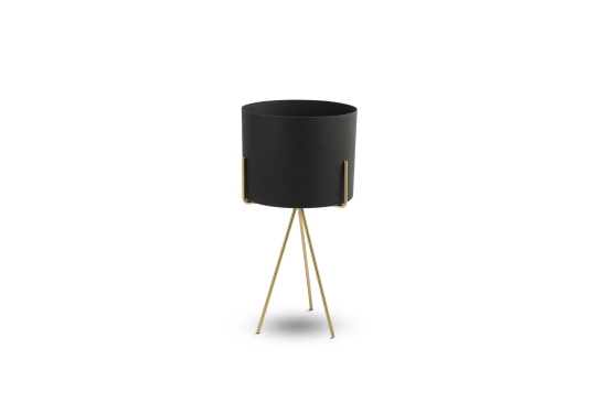 Noir and Gilt Metal Planter - Clean With Dry Cloth