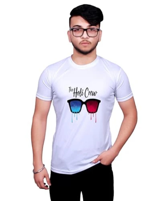 NITYANAND CREATIONS Round Neck White Holi T-Shirt for MEN-HOLI-T-SHIRT-11540-S