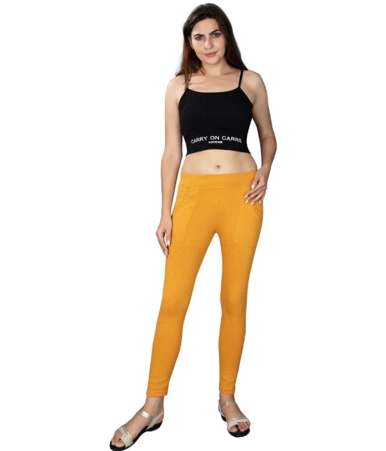 KARARO JEGGINGS - Cotton Blend Skinny Fit Yellow Womens Jeggings ( Pack of 2 ) - None