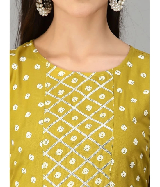 Stylum Rayon Printed A-Line Womens Kurti with Dupatta - Lime Green ( Pack of 1 ) - None