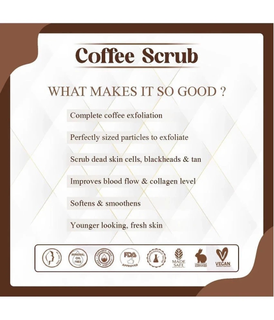 KURAIY Coffee Smooth And Brighter Skin Face Scrub for All Skin Types 100g (Pack Of 2)