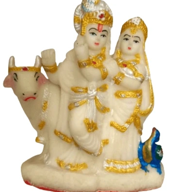 Nandi Golds Radha Krishna Idol with Cow For Home Decor |Pooja |Pack of 2