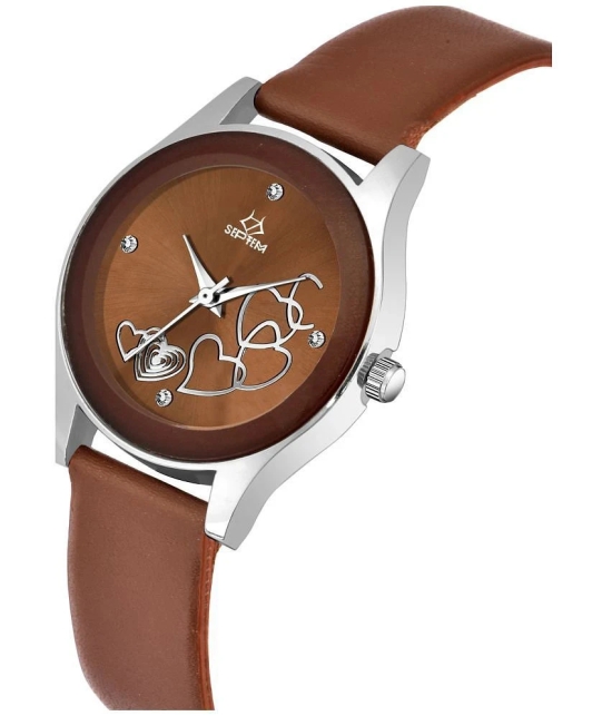 Septem Brown Leather Analog Couples Watch