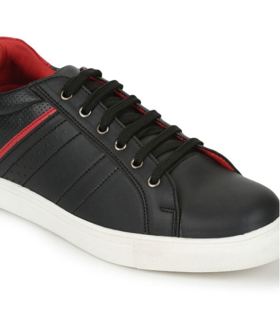 UrbanMark Mens Casual Shoes Faux Leather Sneakers -Black - None