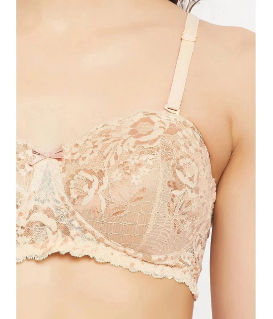 Clovia Pack of 1 Lace Heavily Padded Womens Balconette Bra ( Beige ) - None