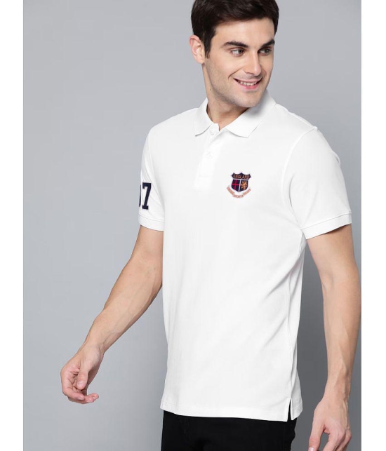 ADORATE Cotton Blend Regular Fit Embroidered Half Sleeves Mens Polo T Shirt - White ( Pack of 1 ) - None