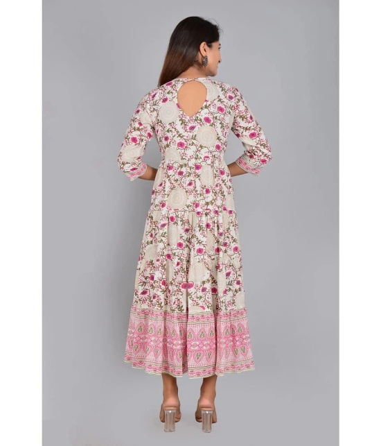 Smien Rayon Printed Anarkali Womens Kurti - Pink ( Pack of 1 ) - None