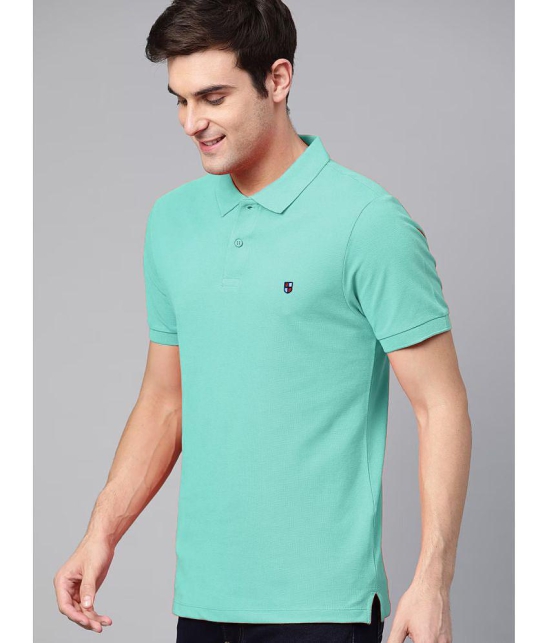 ADORATE Cotton Blend Regular Fit Solid Half Sleeves Mens Polo T Shirt - Turquoise ( Pack of 1 ) - None