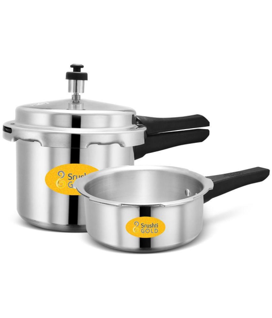 Srushti Gold 2 L,3 L Aluminium OuterLid Pressure Cooker Gas Stovetop Compatible