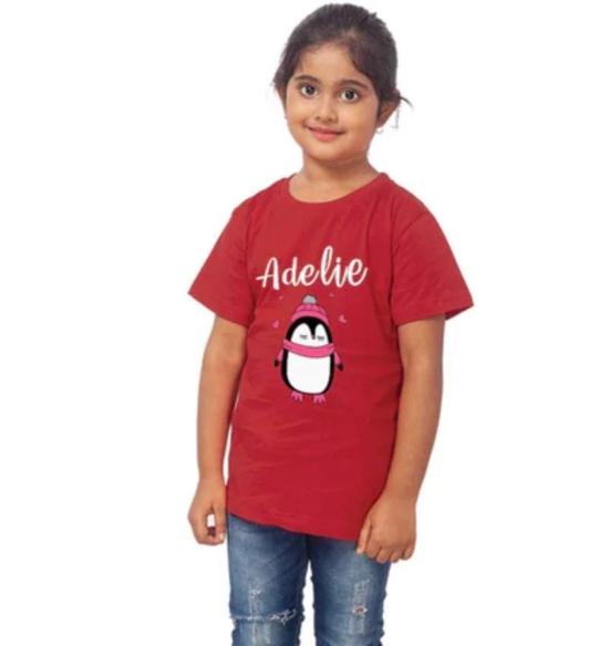 Girls Cotton Adelie Half Sleeve TShirt (Maroon) PID41474